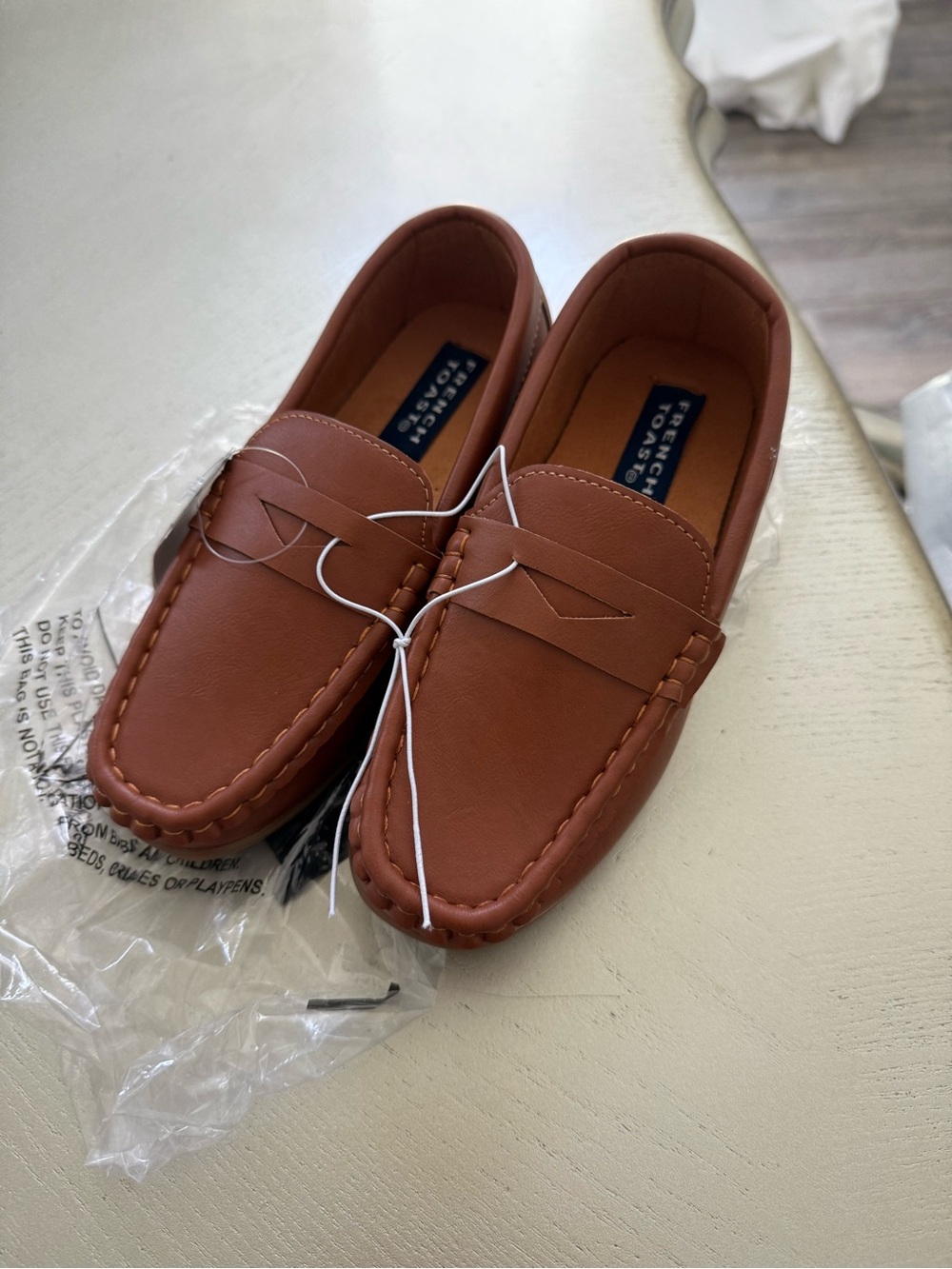 French Toast Tan Penny Loafer Slip-Ons for kids